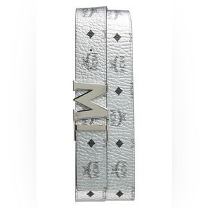 MCM claus Reversible Belt 1.75 Silver Buckle/silver Size 100
